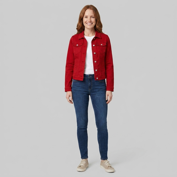 Gina denim jacket red front