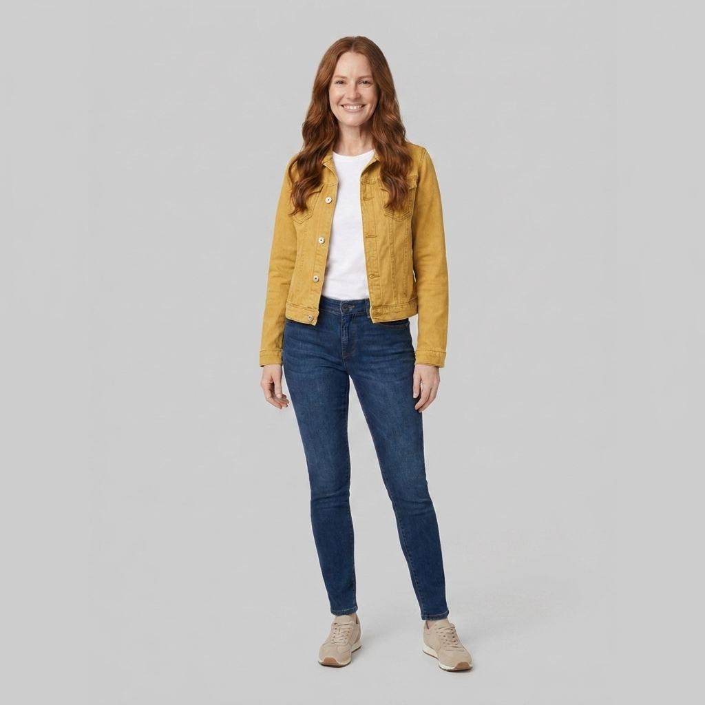 Gina denim jacket yellow front