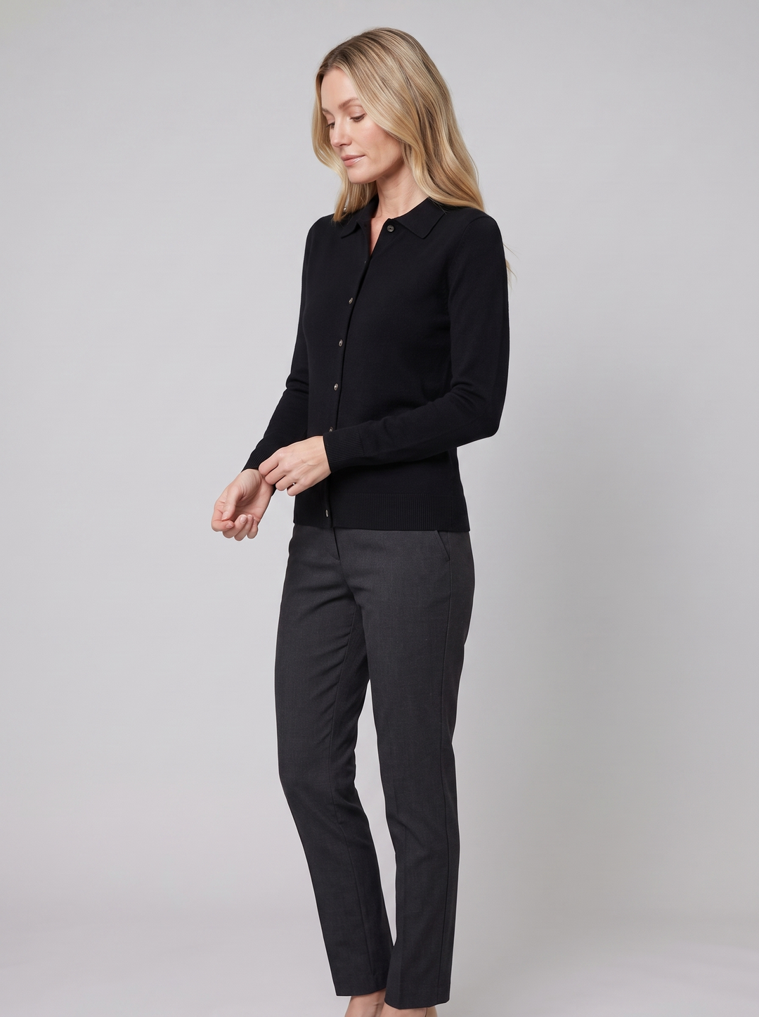 Riverdale wool polo black on model