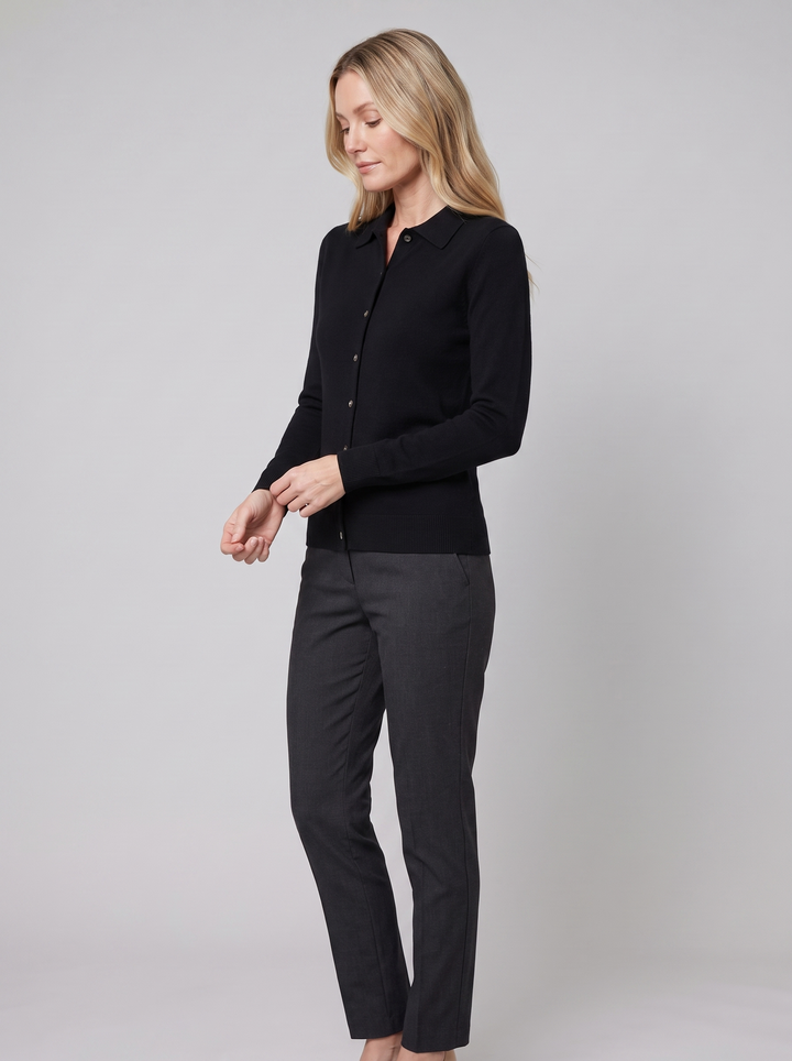 Riverdale wool polo black on model