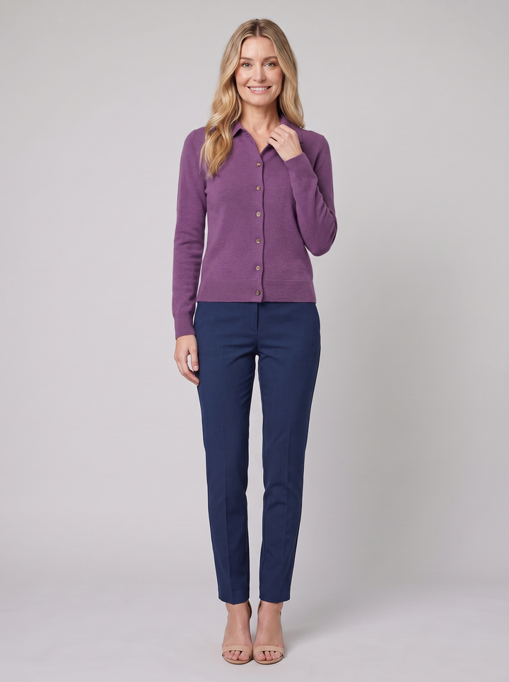 Riverdale wool polo purple on model
