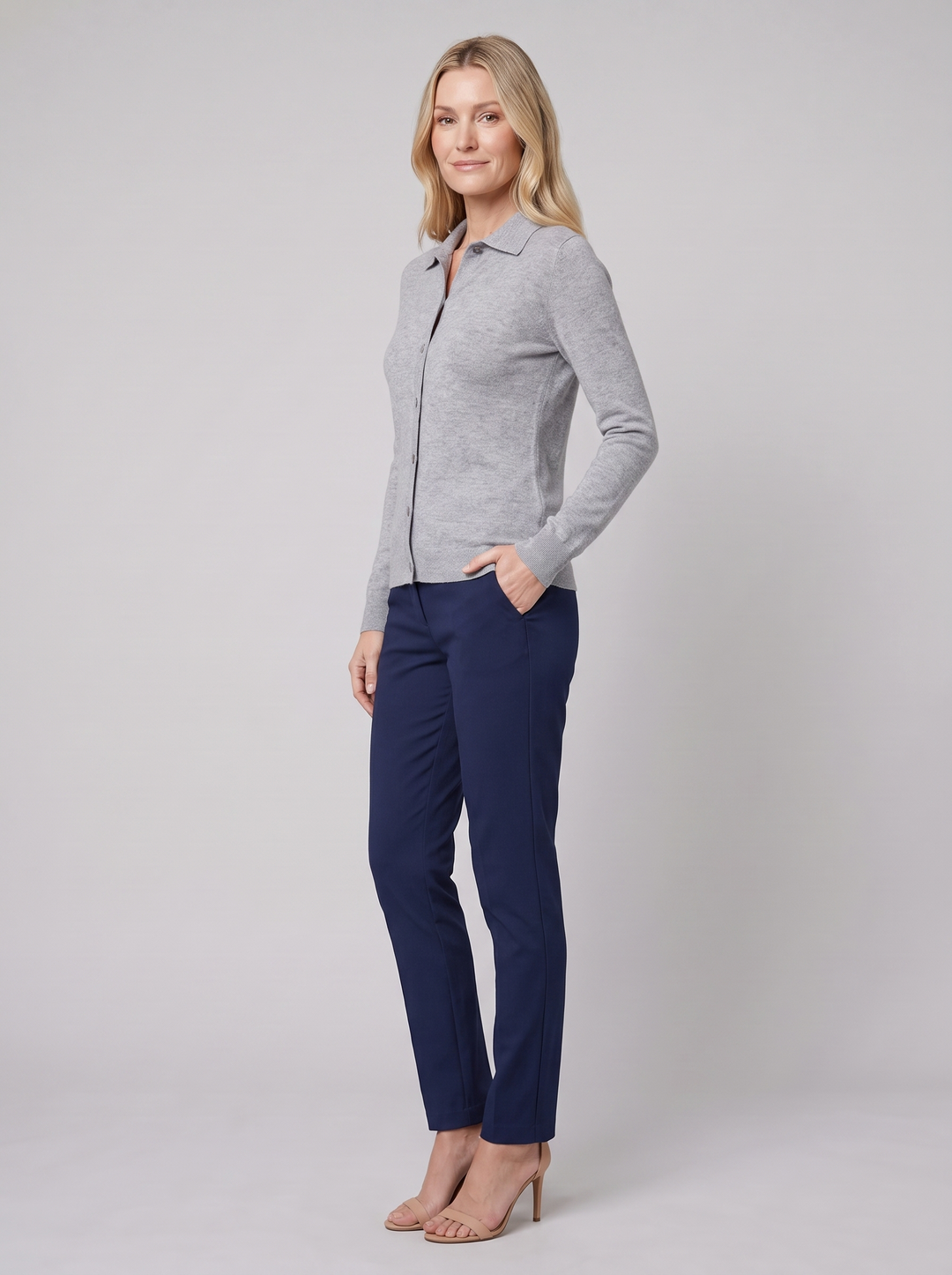 Riverdale wool polo gray on model