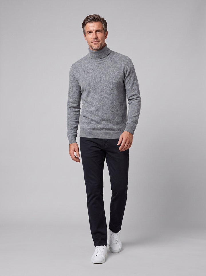 Lacceti cashmere turtleneck grey on model