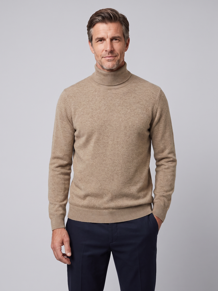 Lacceti cashmere turtleneck khaki on model