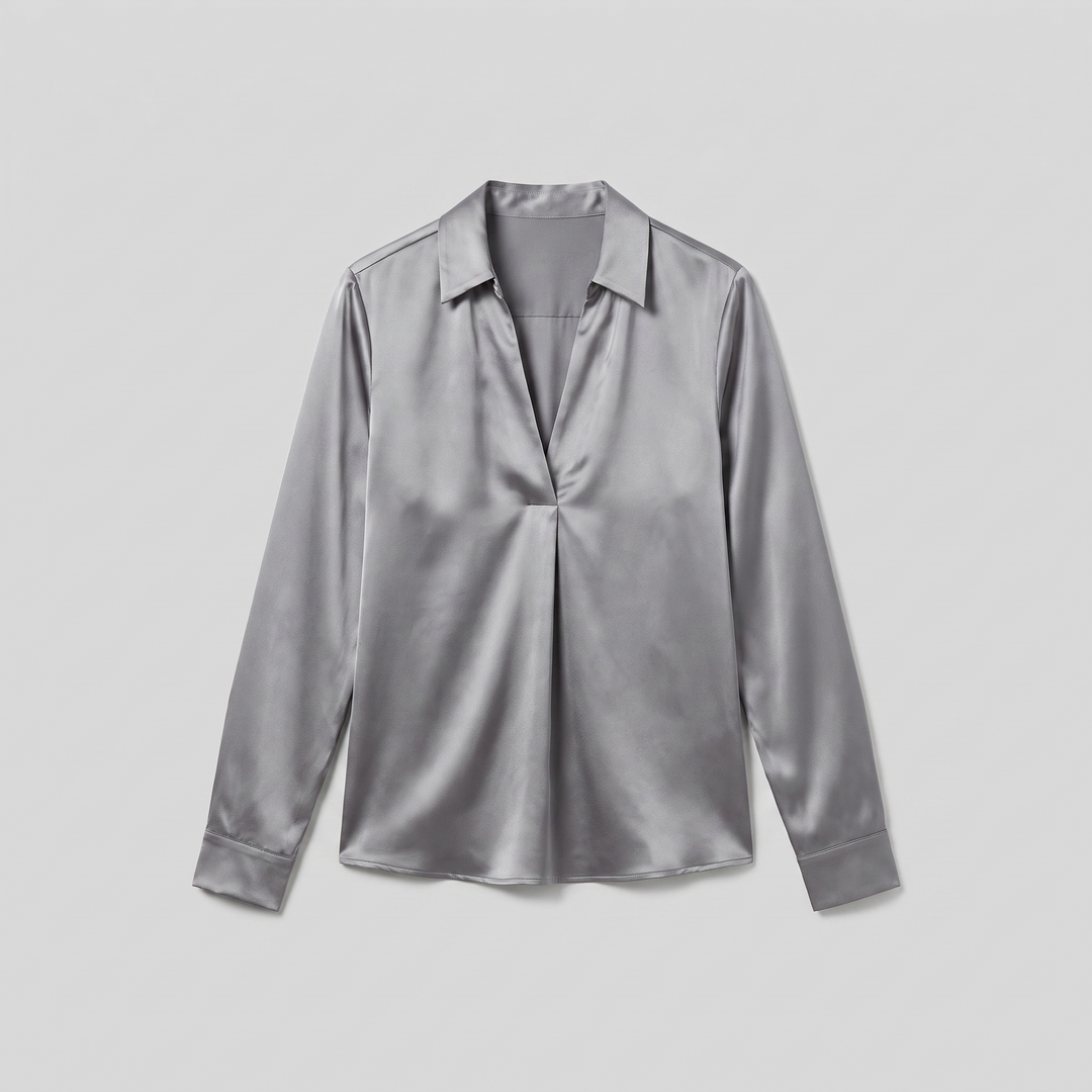 Luna satin V-neck blouse product flat lay