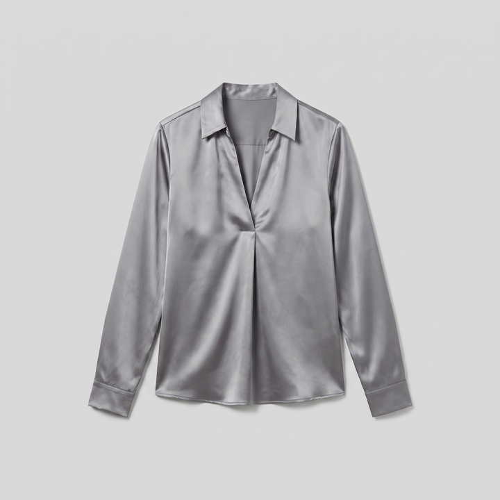 Luna satin V-neck blouse product flat lay