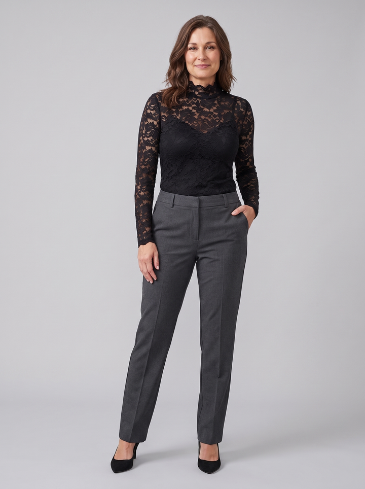 Isabelle floral lace blouse black on model
