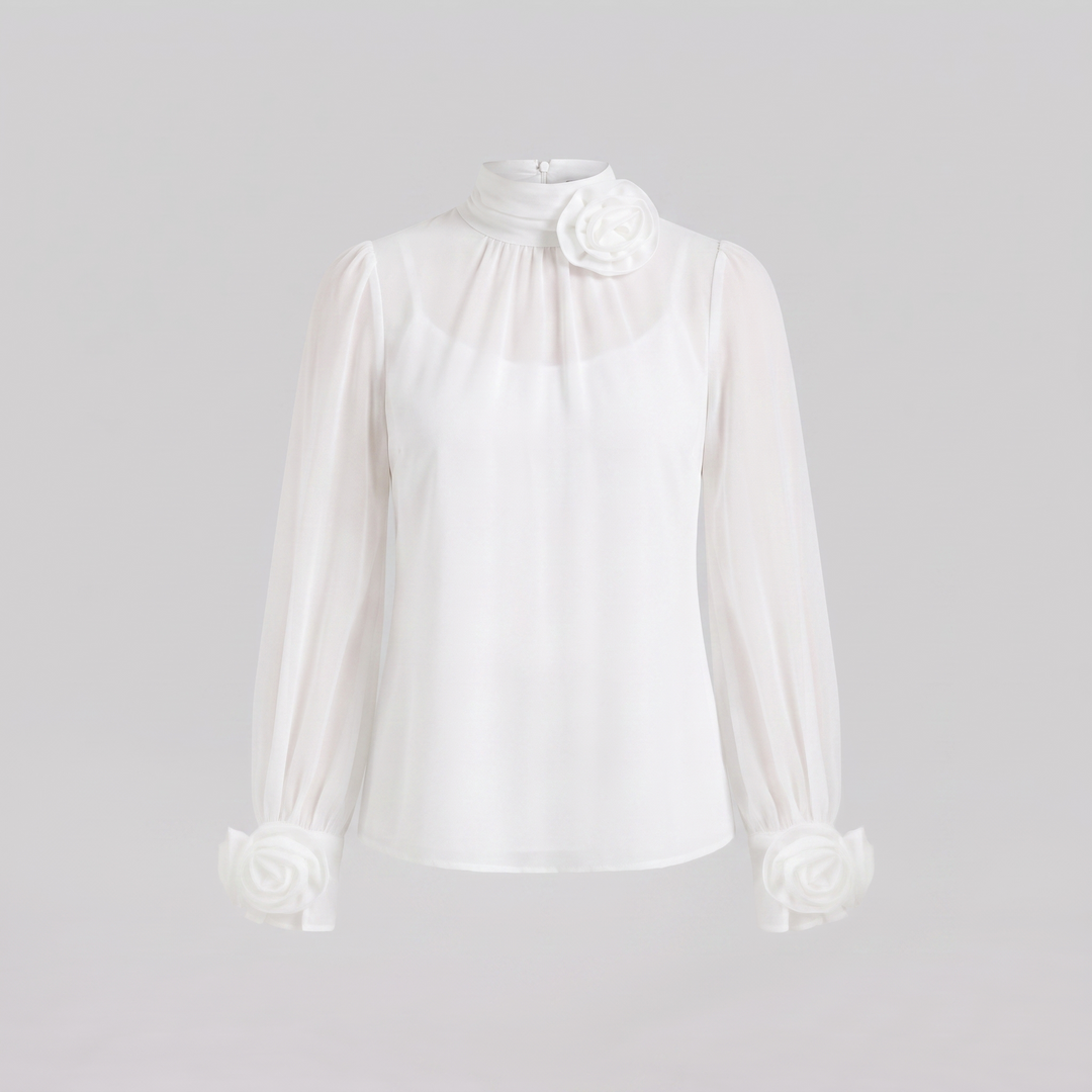Isabelle 3D roses blouse product flat lay