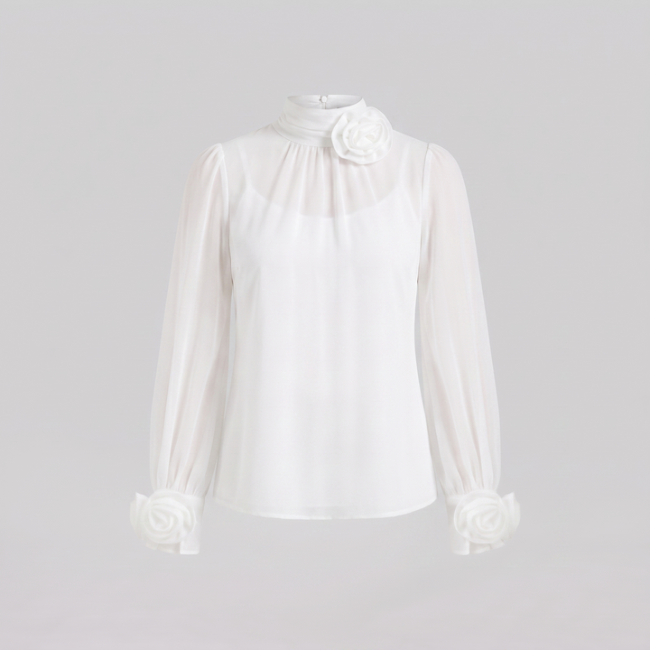 Isabelle 3D roses blouse product flat lay