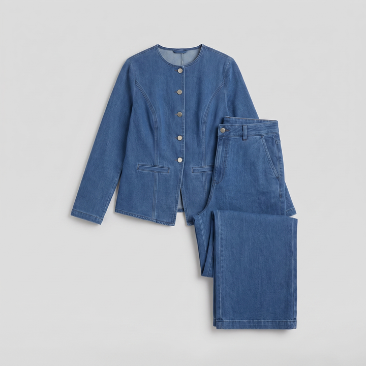 Isabelle denim set product flat lay