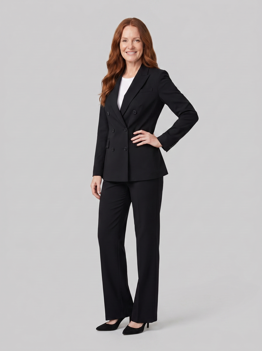 Isabelle double-breasted suit black on model