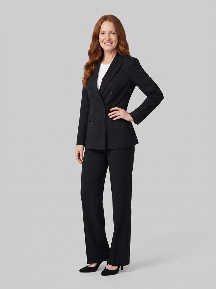 Isabelle double-breasted suit black on model