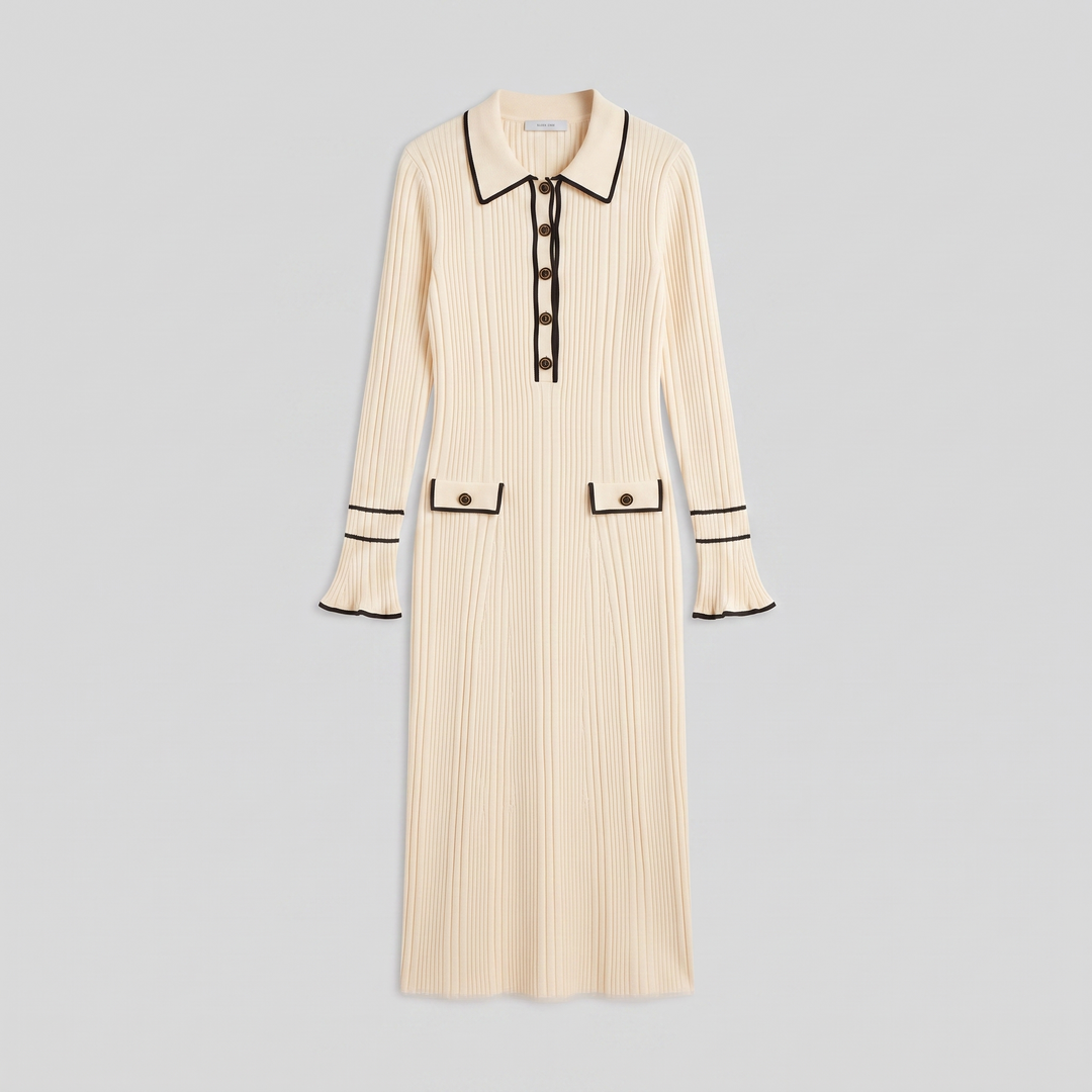Luna contrast trim midi dress product flat lay