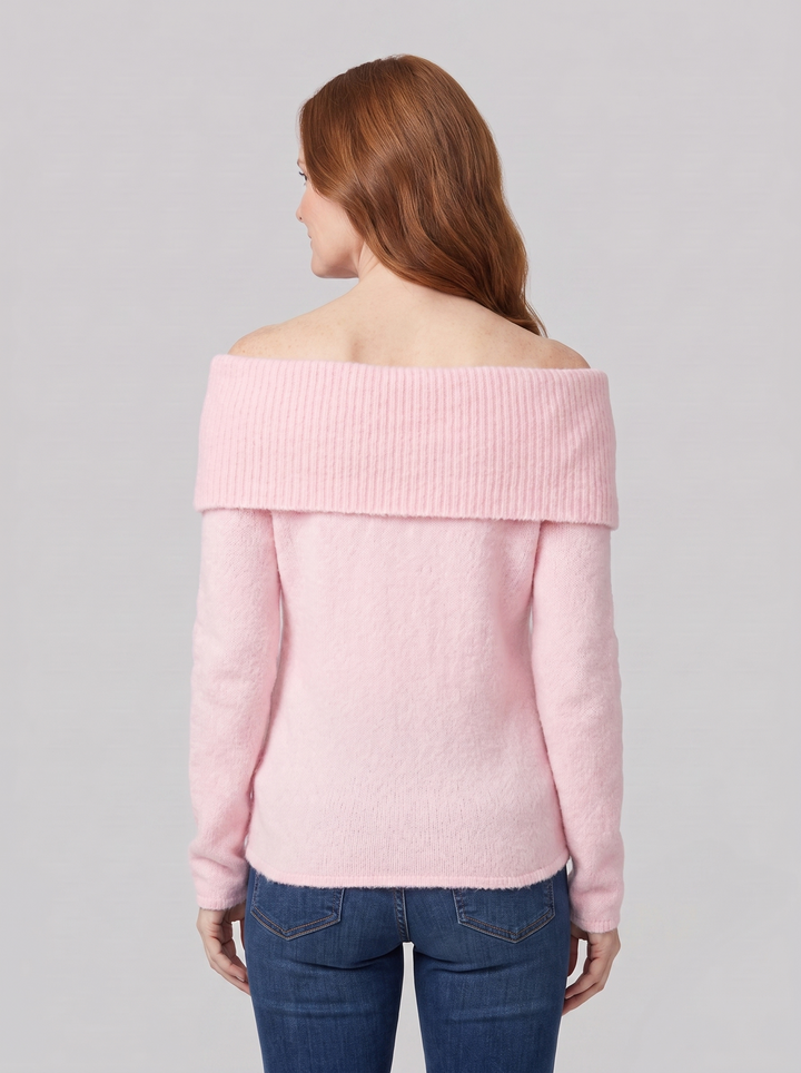 Clara off shoulder sweater back view