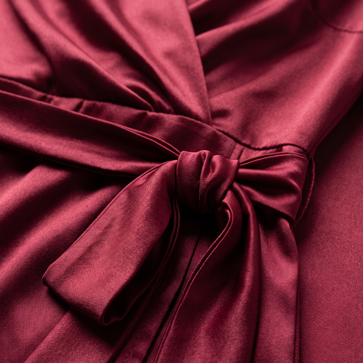 Burgundy satin fabric detail