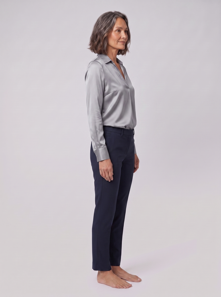 Luna silver blouse side view