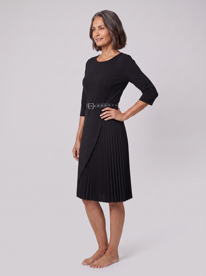 Isla belted dress three-quarter view