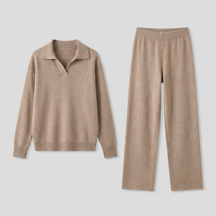 Palermo polo knit set product flat lay