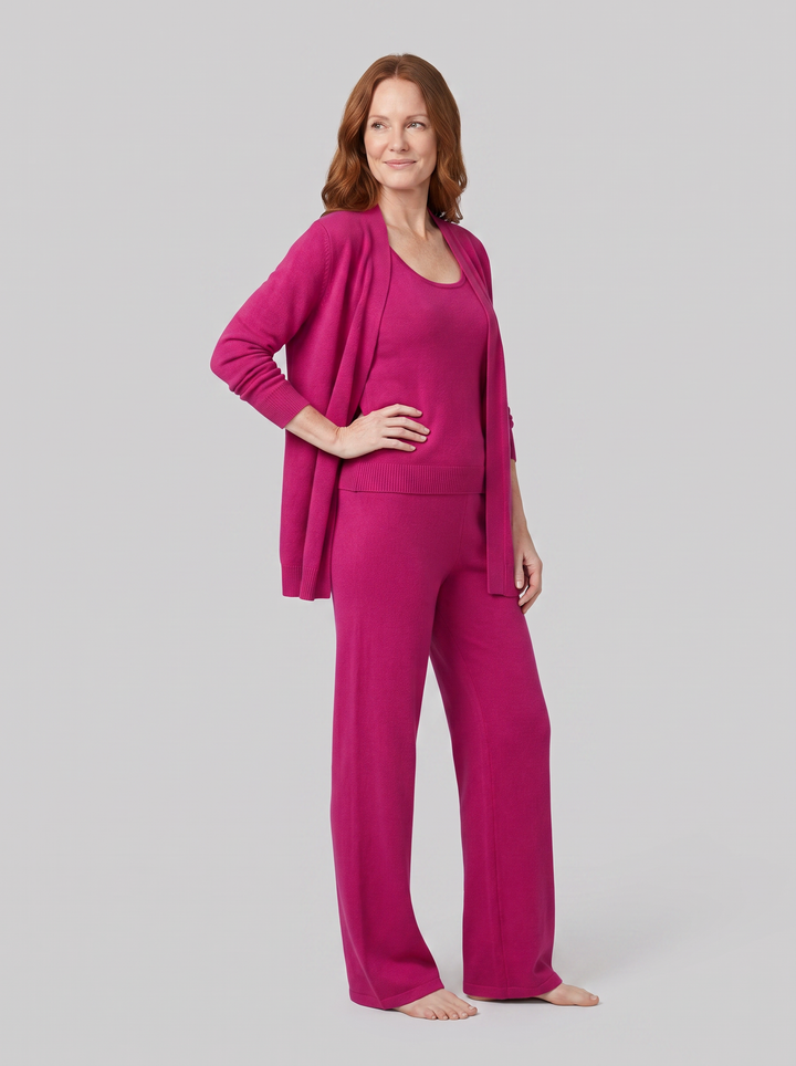 Addison knit lounge set hot pink on model