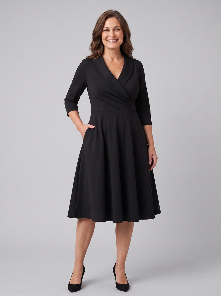 Aurora vintage fit-and-flare midi dress black