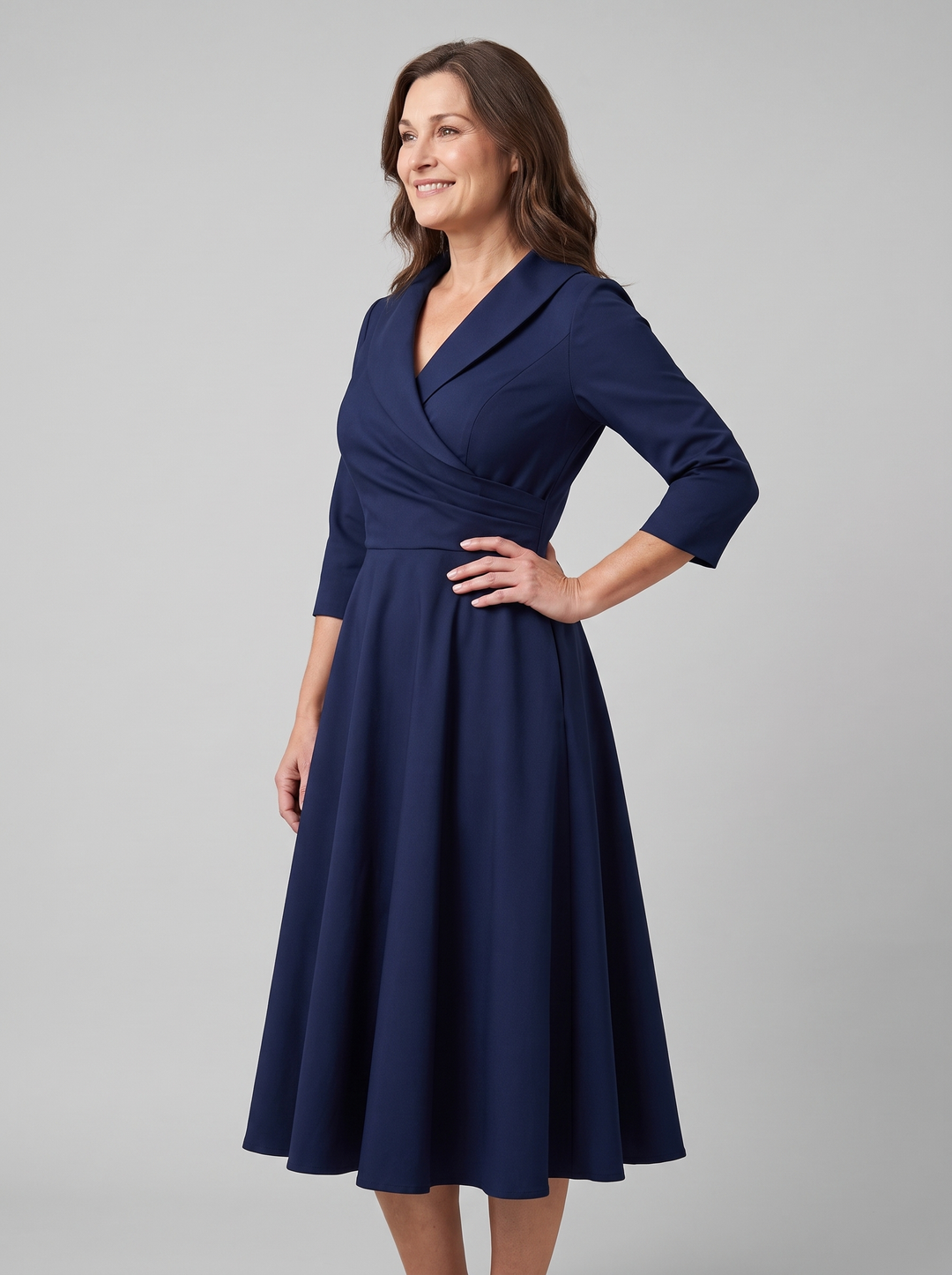 Aurora vintage fit-and-flare midi dress navy blue
