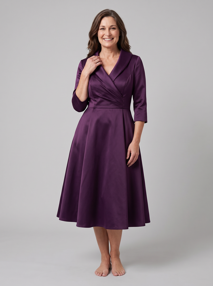 Aurora vintage fit-and-flare midi dress purple