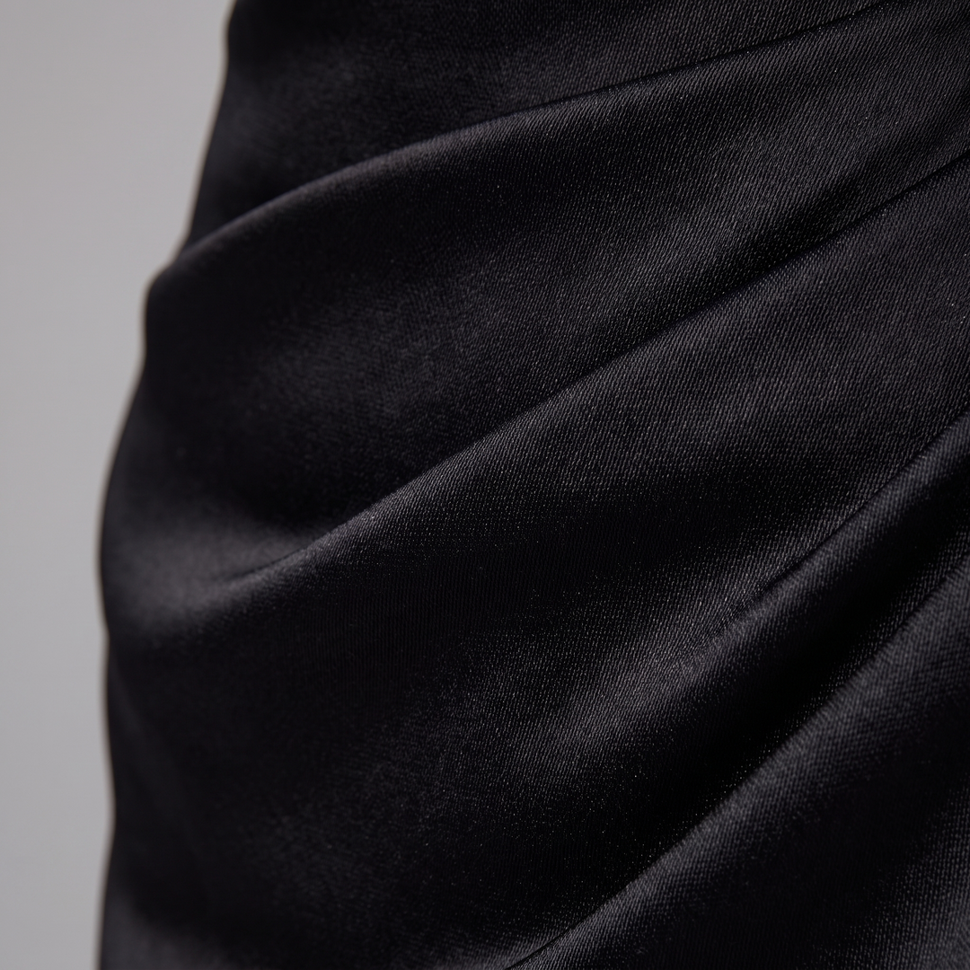 Alessandra black gown fabric detail