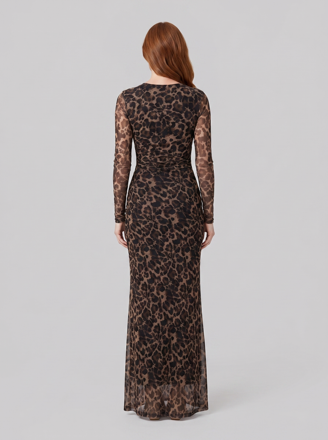 Valentina leopard print maxi dress brown back