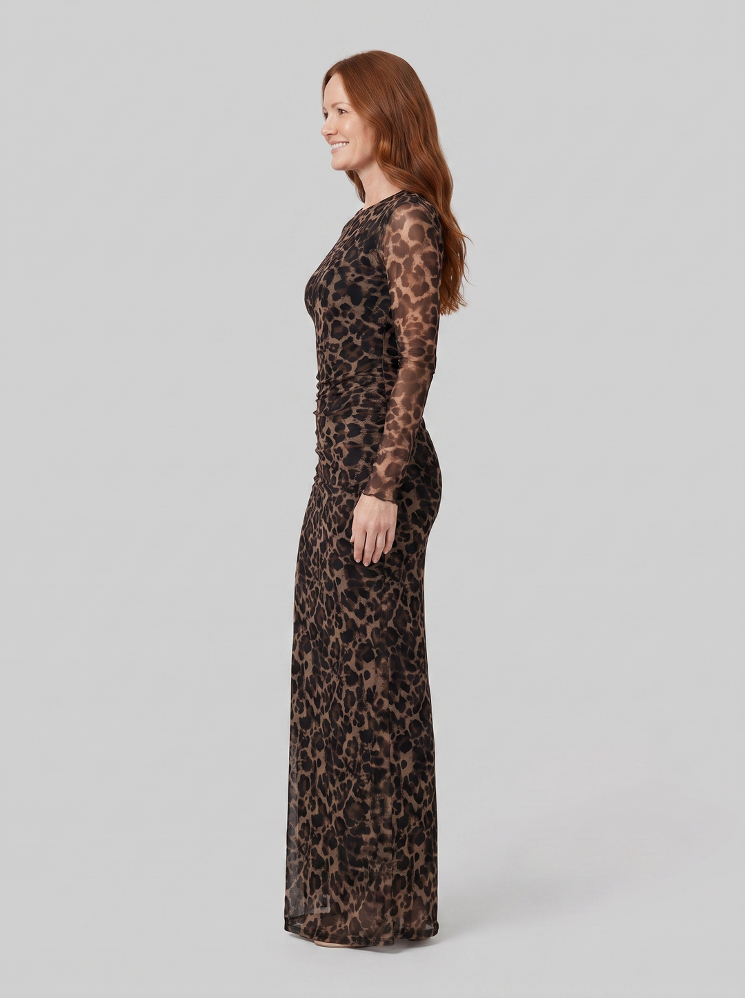 Valentina leopard print maxi dress brown side