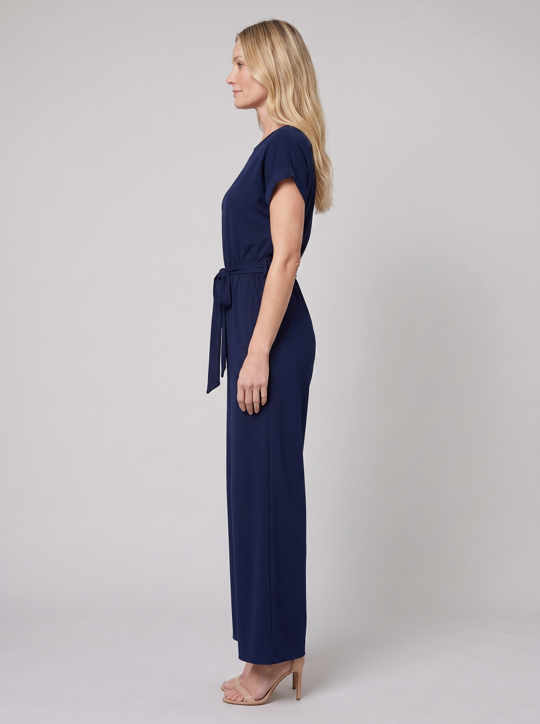 Valentina navy wide-leg jumpsuit side