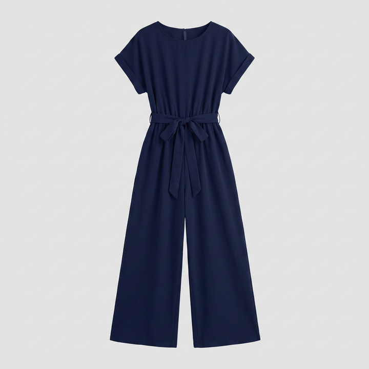 Valentina navy jumpsuit product flat lay