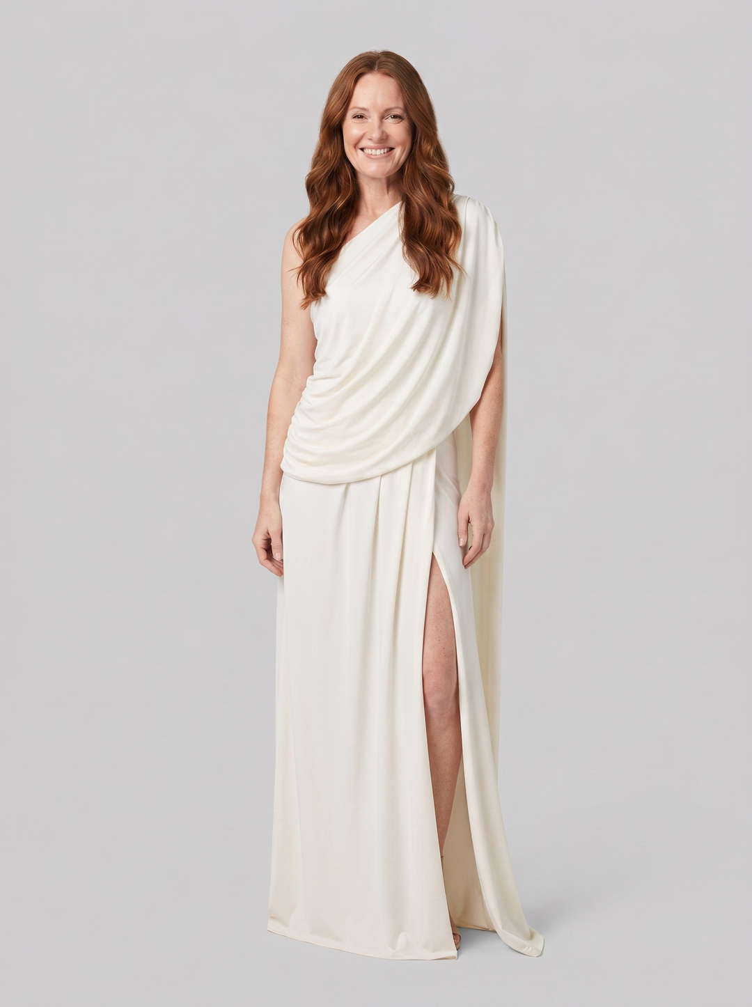 Draped two-piece skirt set white front
