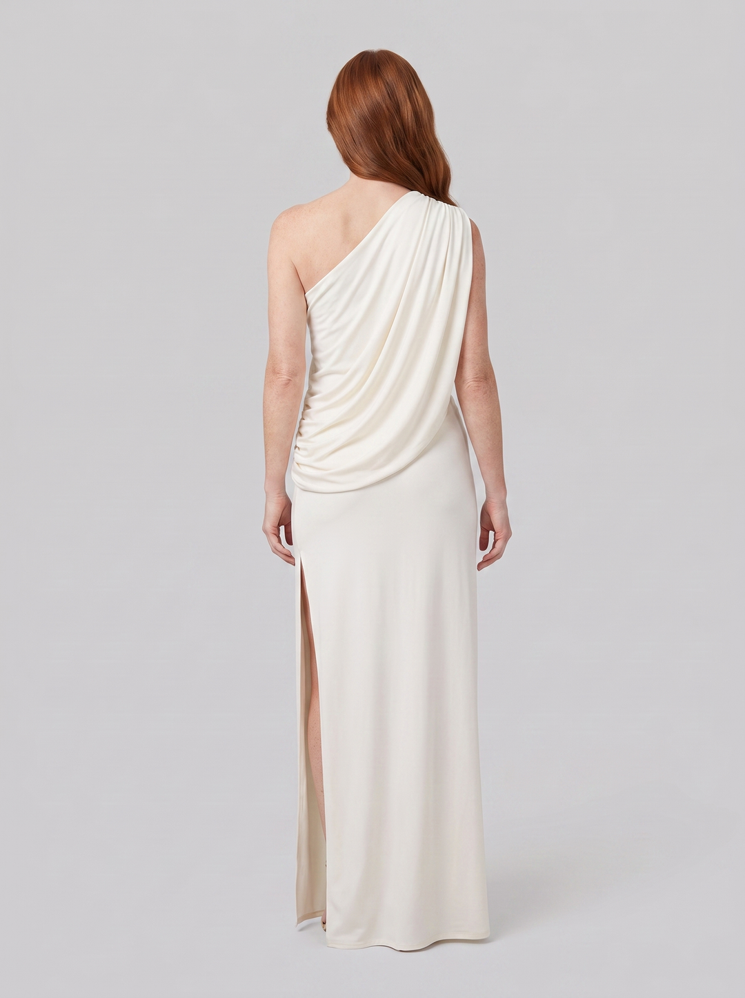 Draped two-piece skirt set white back