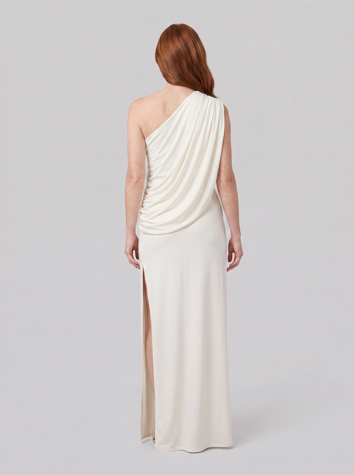 Draped two-piece skirt set white back