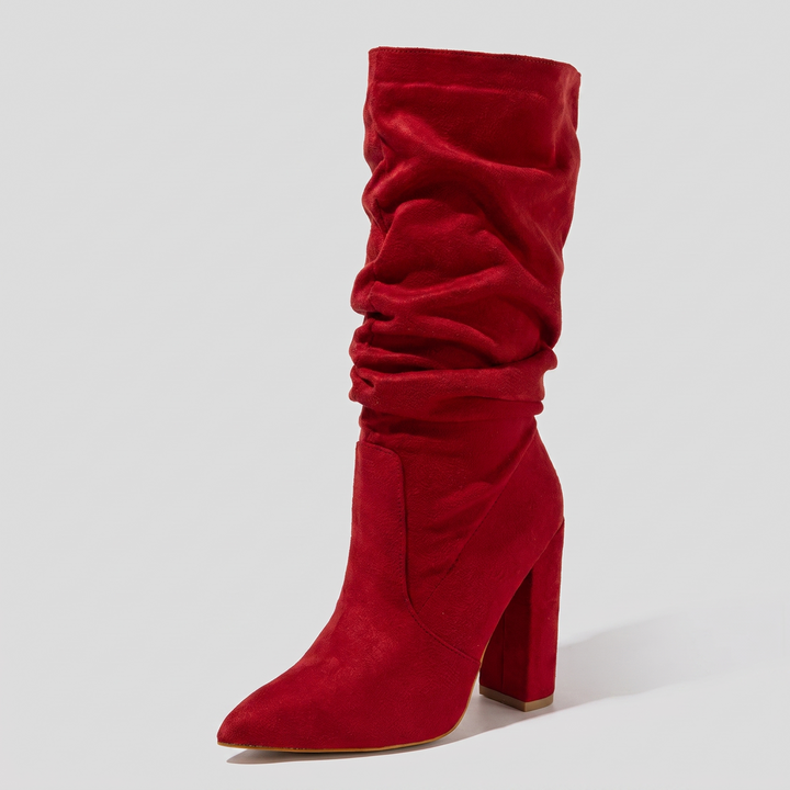 Madison slouchy heel boot red
