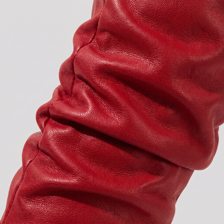 Madison red slouchy leather detail