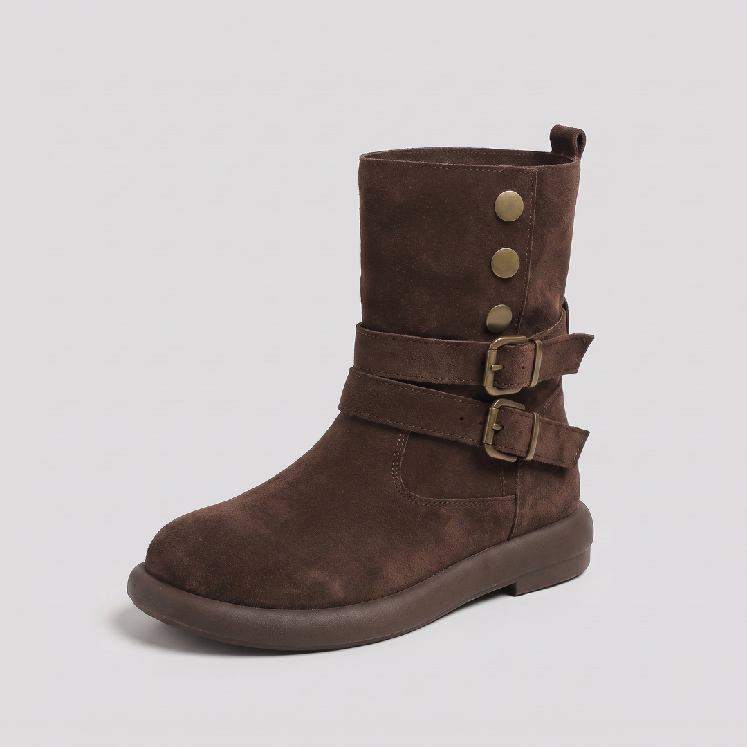 Calderon suede buckle ankle boot coffee
