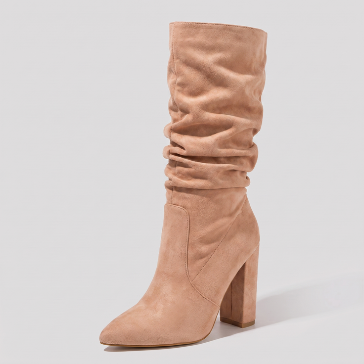 Madison slouchy heel boot apricot