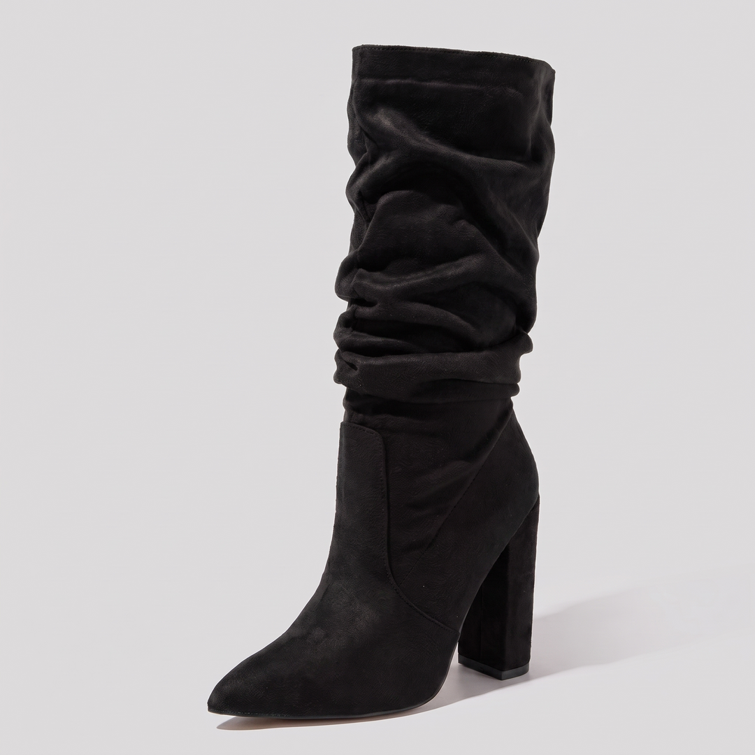 Madison slouchy heel boot black