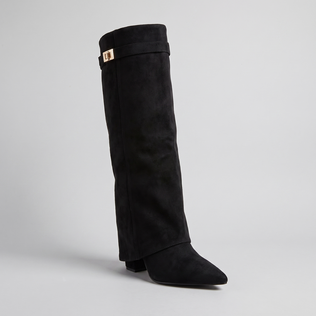 Hanna fold-over boot black suede