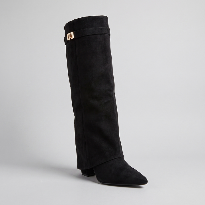 Hanna fold-over boot black suede