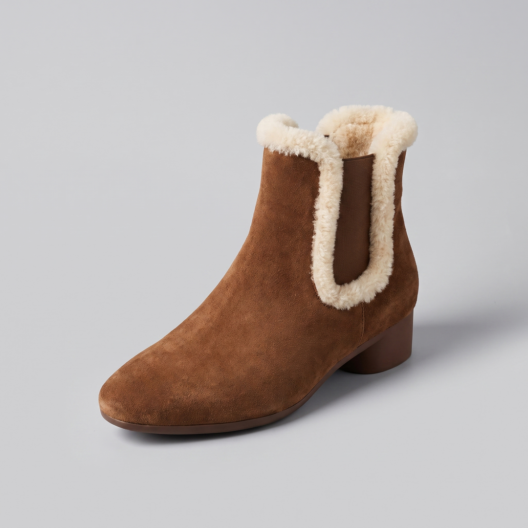 Verona pointed-toe boot brown with fur cuff