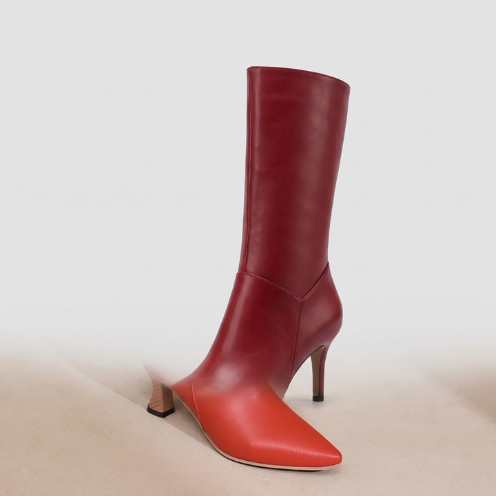 Serene mid-calf heel boot red