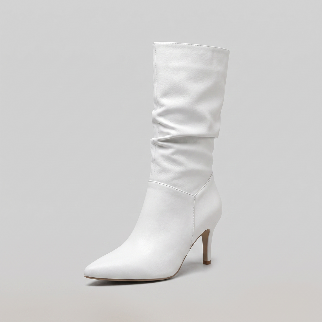 Serene mid-calf heel boot white
