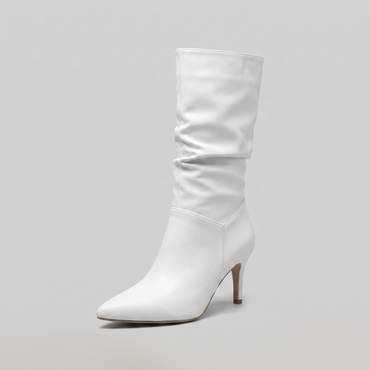 Serene mid-calf heel boot white
