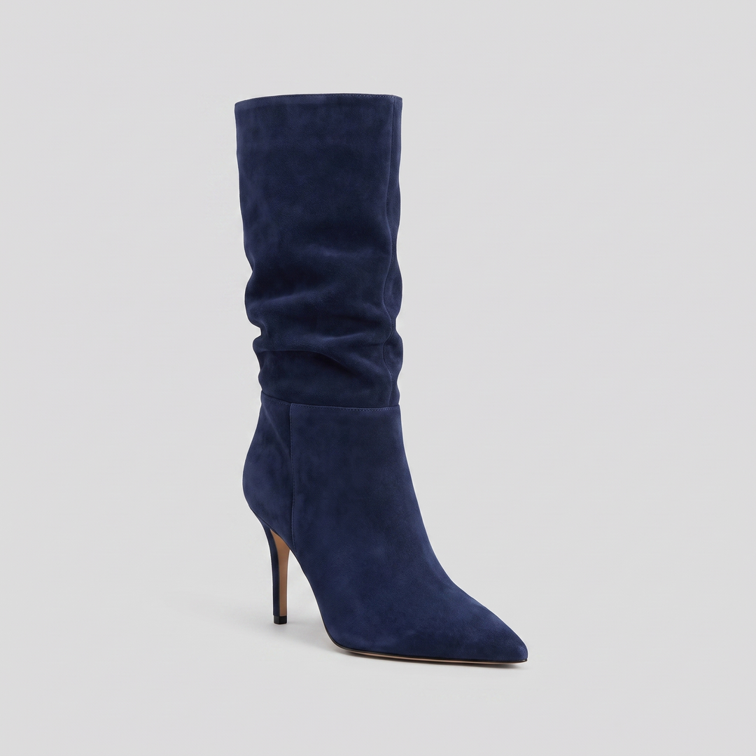 Serene mid-calf heel boot blue
