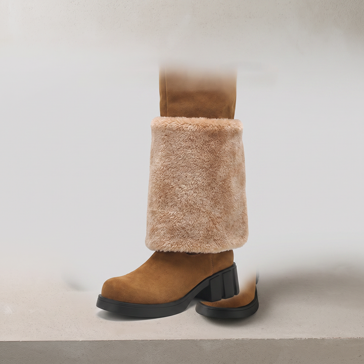 Alpi mid-calf fur-panel boot brown