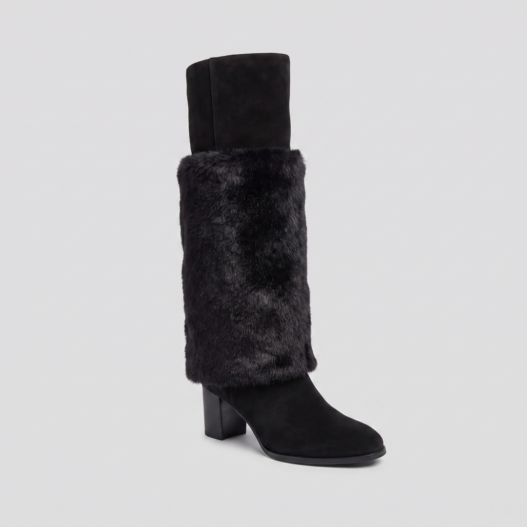 Alpi mid-calf fur-panel boot black