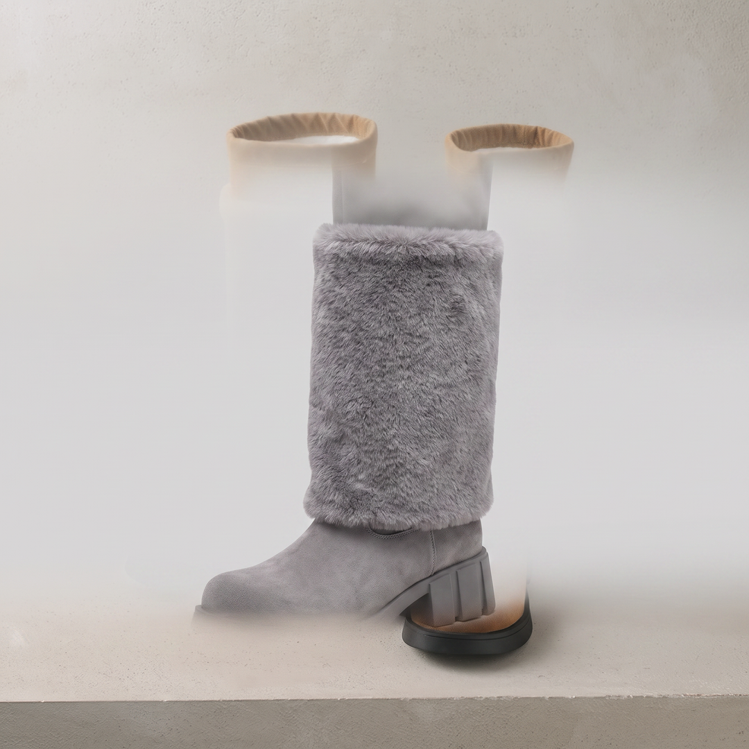Alpi mid-calf fur-panel boot gray