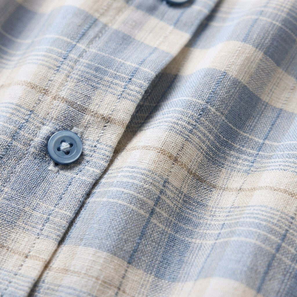 Hindley check linen-cotton fabric close-up
